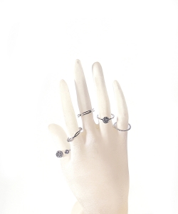 5 Pieces Asssorted Fashionable Ring Set RZ320004 SILVER